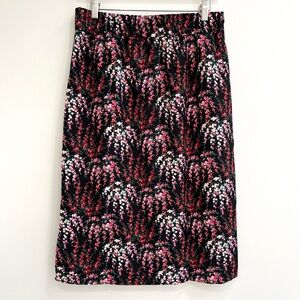 J.Crew BA844 Pull-On Pencil Skirt Pockets Black Pink Floral Small